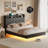 Floating Bed Frame With RGB LED Lights & Charging Station-533037021-533037019