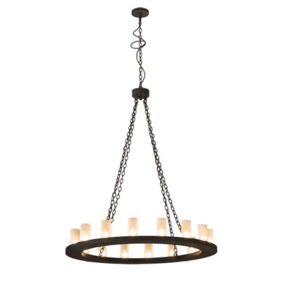 Lustre en roue de chariot à 16 lumières à intensité variable Chantella