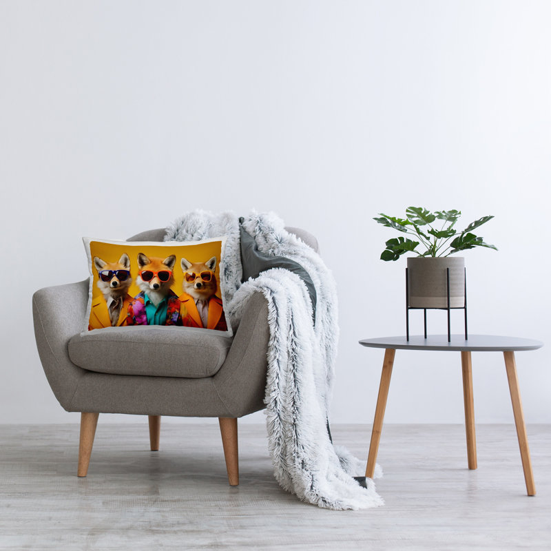 Élégant coussin décoratif imprimé de renards de la mode par Roozbeh Bahramali