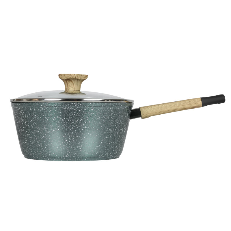 3 Quarts Non-Stick Anodized Aluminum Saucepan, Forest Green