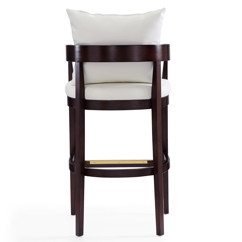 Lorello Upholstered Counter Stool with Solid Wood Frame, Ivory, Bar Stool (30.5" Seat Height), 1