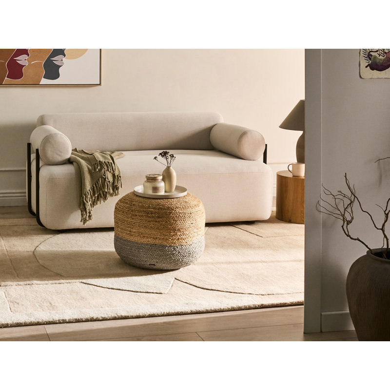 50.01cm Wide Round Solid Colour Ottoman