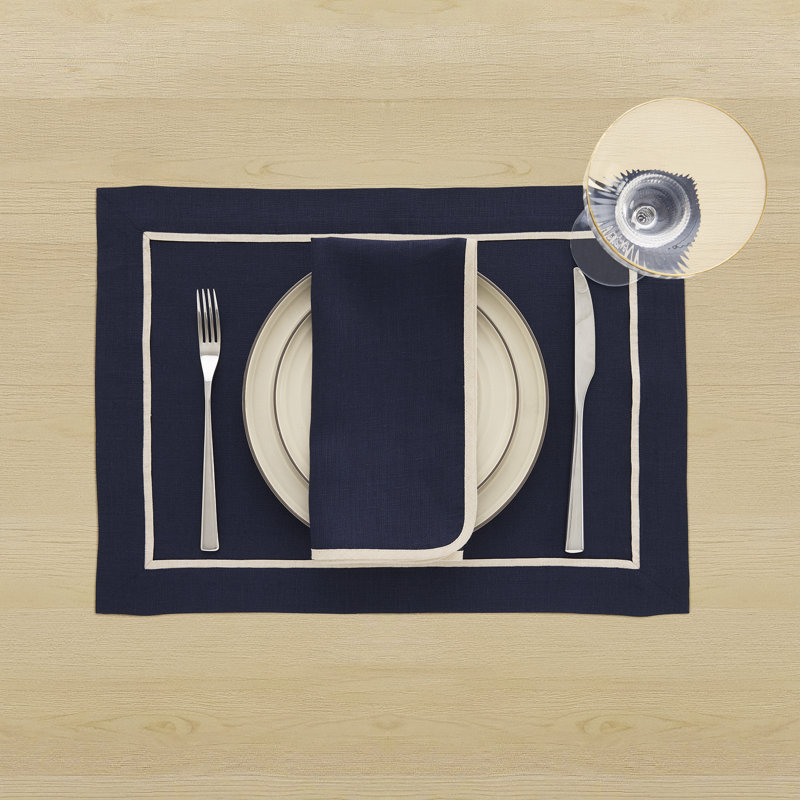 100% Pure Linen Dinner Napkins -kensington, Navy