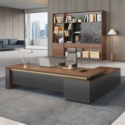 Luxury L-Shaped Ergonomic Executive Desk With Integrated Storage And Power Management by Latitude Run