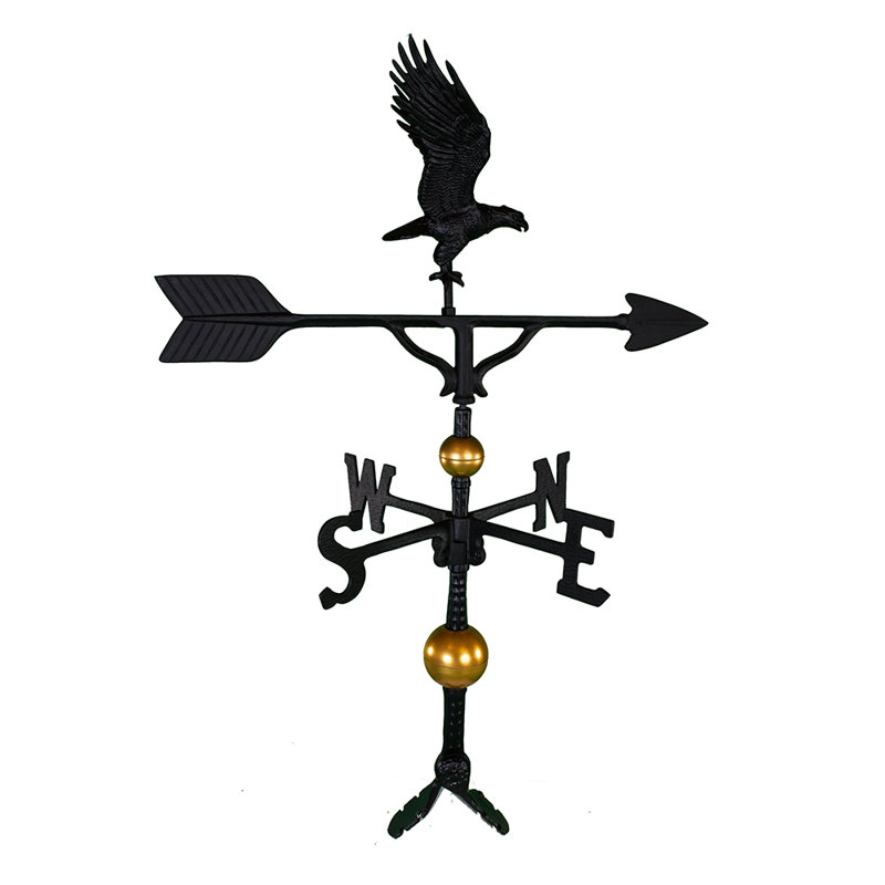 32-Inch Black and Gold Aluminum Eagle Weathervane
