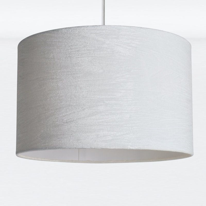 20cm H Velvet Drum Pendant Shade, White