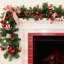 Guirlande de Noël artificielle 6 pi avec pommes de pin, baies rouges et boules, décorations de Noël pour escalier de manteau de cheminée