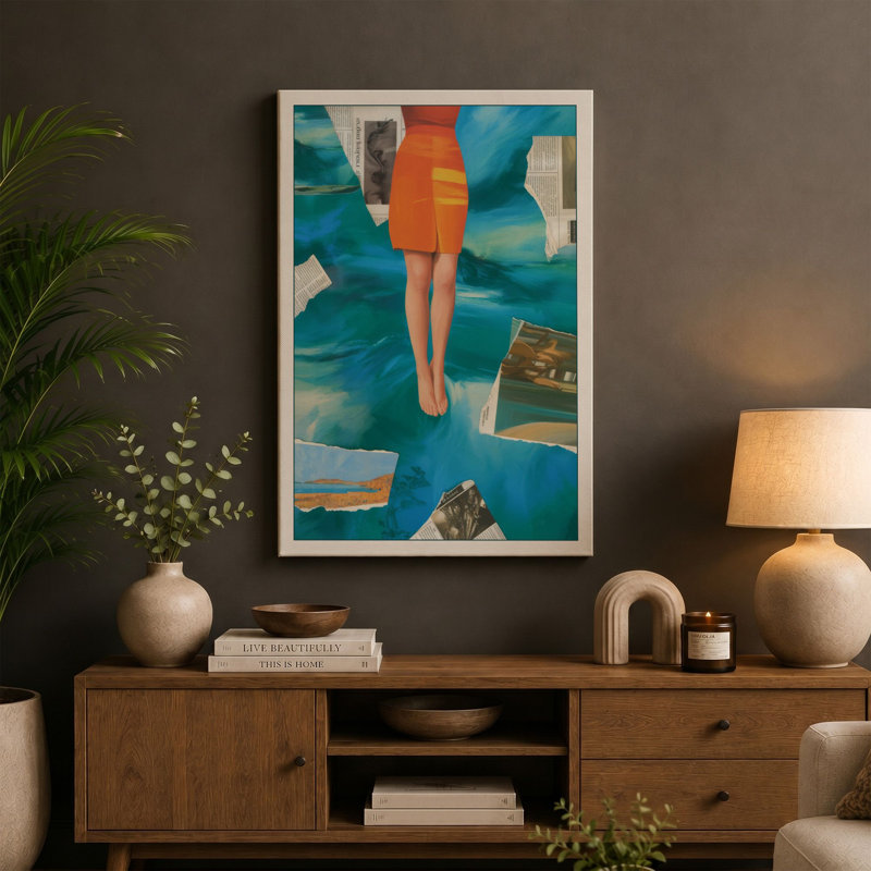 Figure in Motion Eclectic - Wrapped Canvas, 18x12 - 45.7 x 30.5 cm, Teal Border