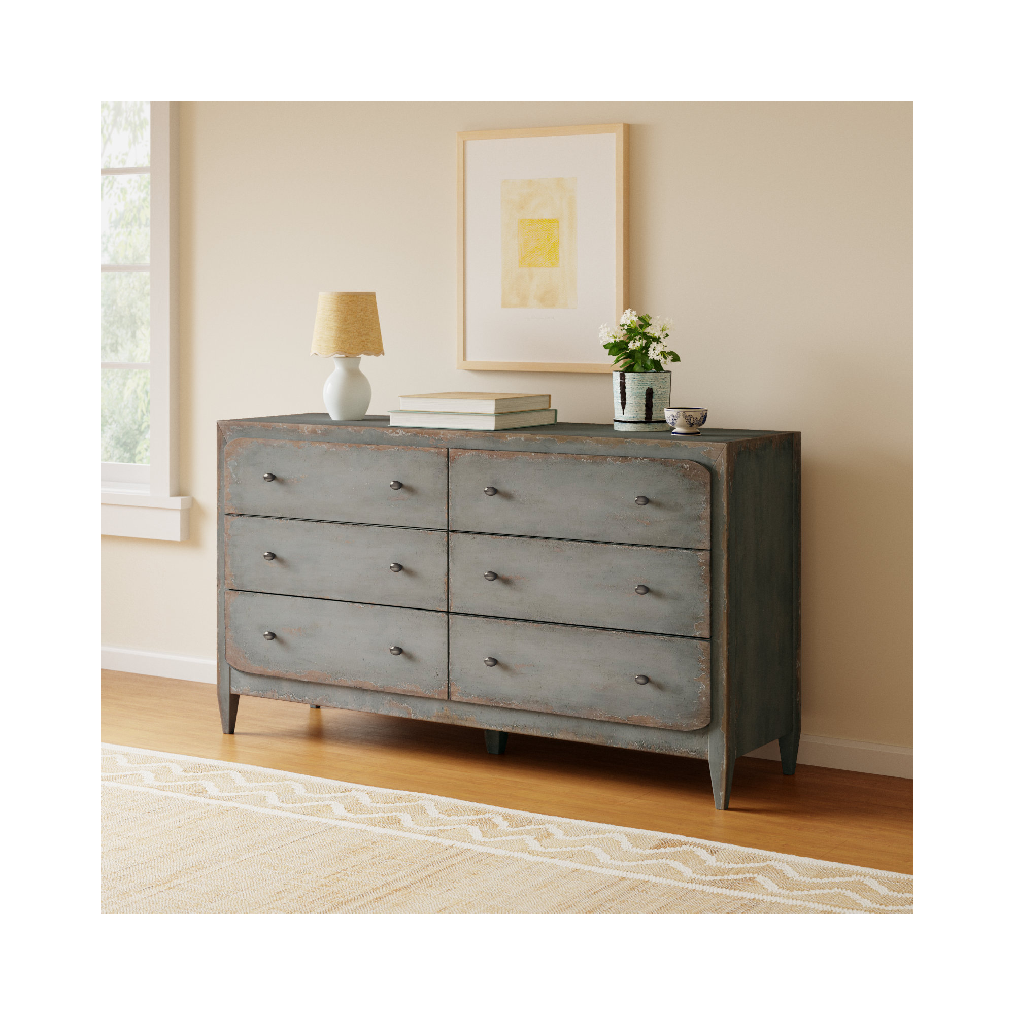 Chamberlain 6 - Drawer Dresser, Speckled Gray