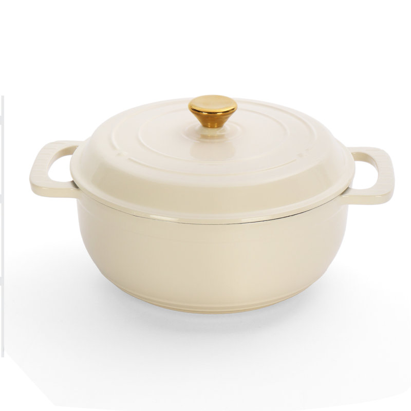 Winado Non-Stick Cast Iron Round Dutch Oven, 4.7 L, Red