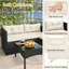 Patio Convertible PE Rattan Set, Slatted Acacia-Top Dining Table