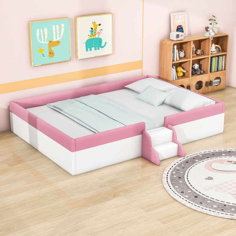 Upholstered Daybed with Fence and Stairs, Queen