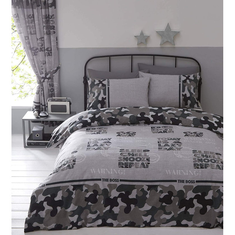 Mcquade Camouflage Pencil Pleat Room Darkening Curtains (Set of 2), 168 W x 183 D cm