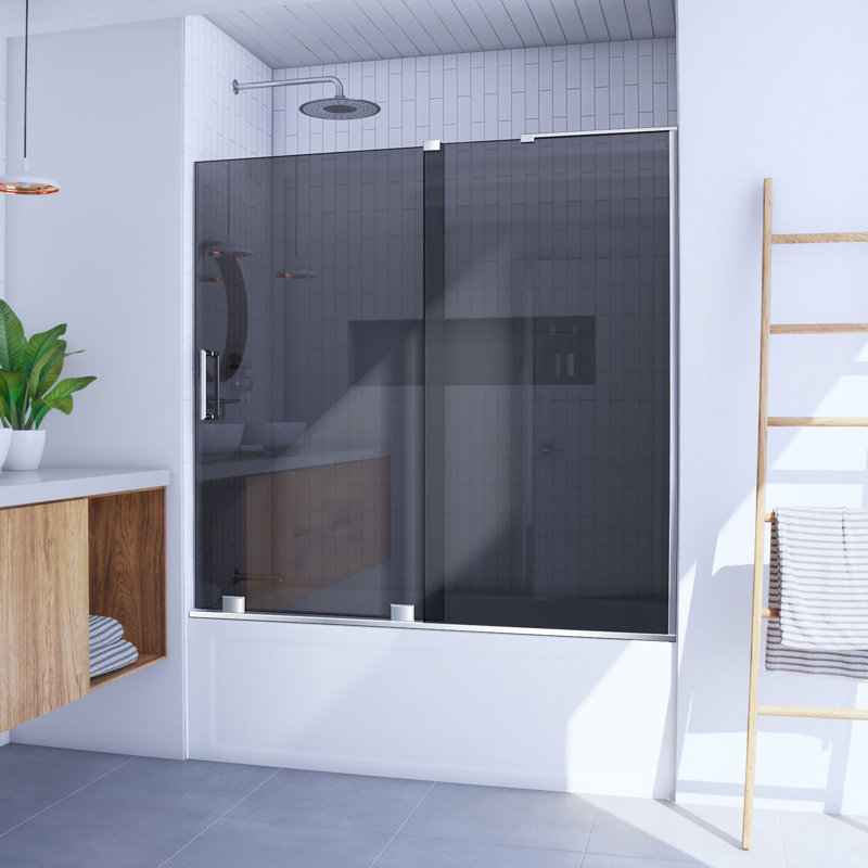 DreamLine Mirage-X 56-60 in. W x 58 in. H Frameless Sliding Tub Door, Chrome