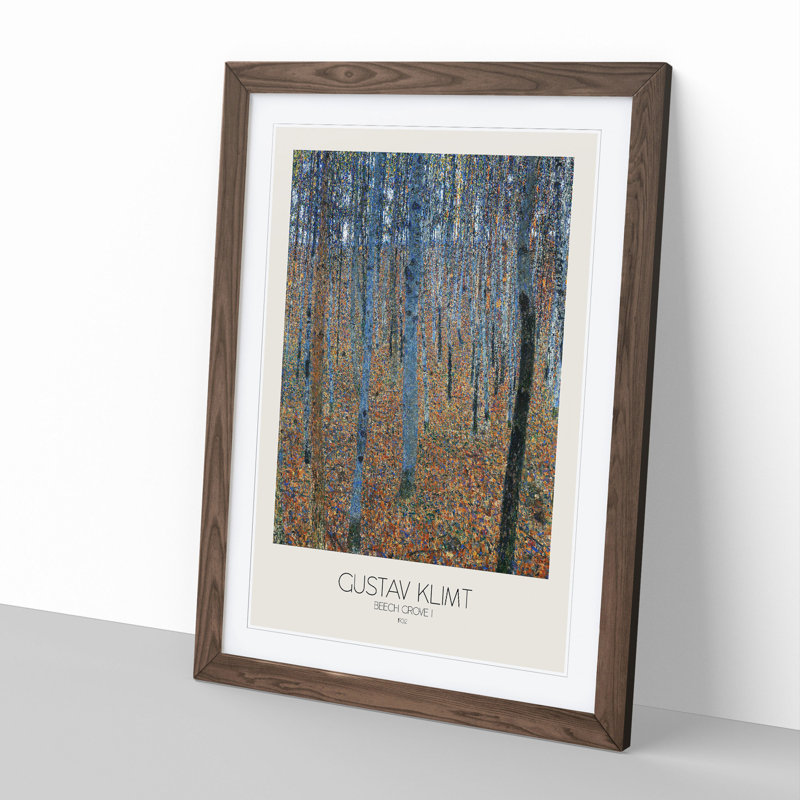Beech Grove Forest with Border by Gustav Klimt - Framed Print, 65cm H x 48cm W x 2cm D, Walnut Framed