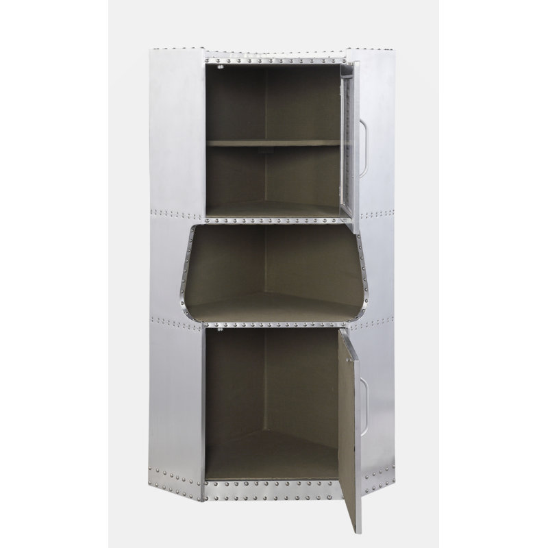 Bailee 2-Door Corner Cabinet, Aluminum