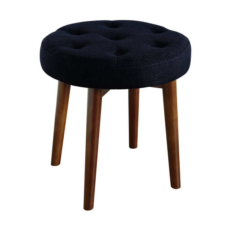 Elle Decor Penelope Round Tufted Stool, Rich Navy