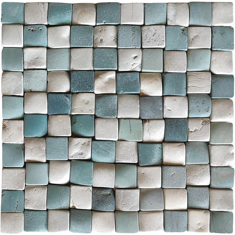 Carrelage mosaïque carré blanc et bleu mer CNK 1 po x 1 po