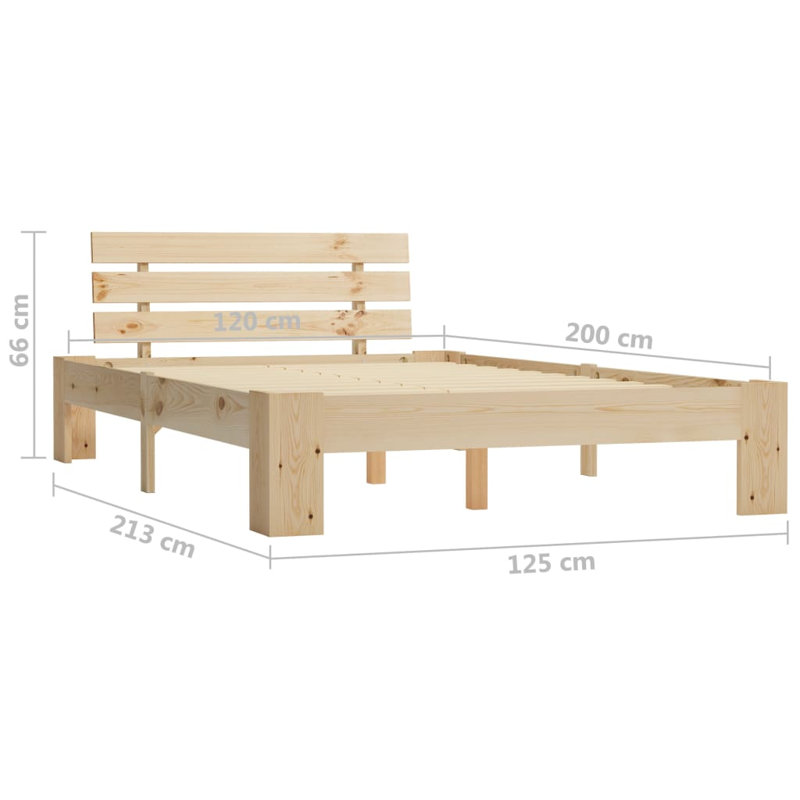 vidaXL Bed Frame Solid Pine Wood, European Double (140 x 200 cm), Beige