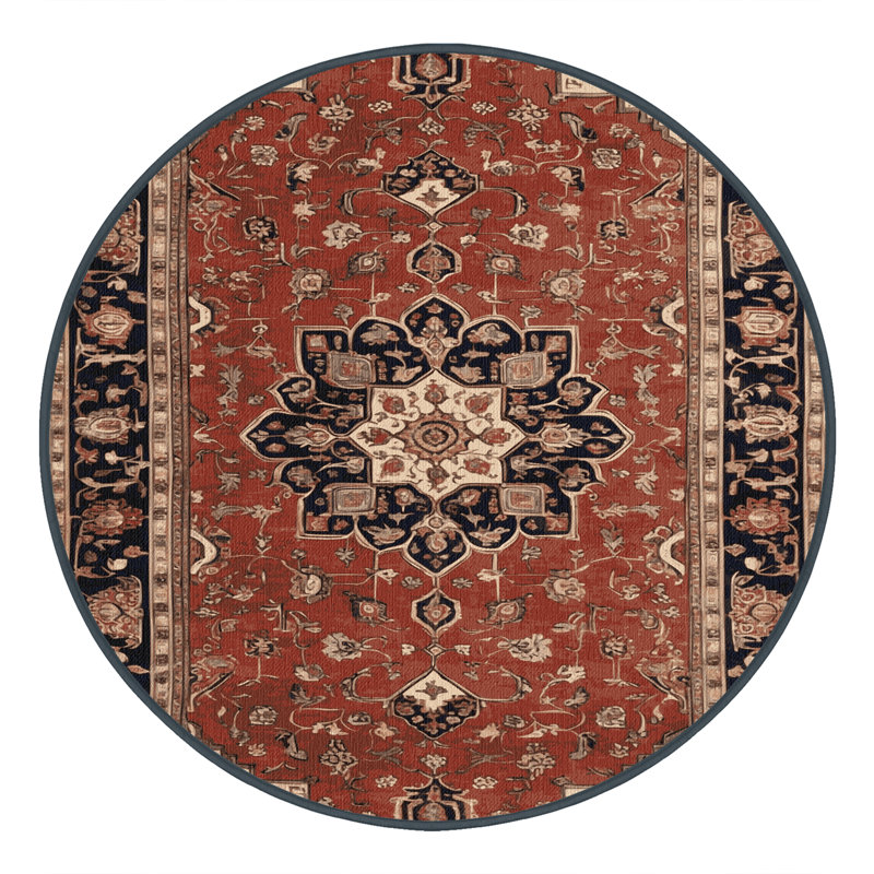 Tapis brun lavable à la machine, Rond 6 pi
