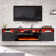 Bhhatu Modern Floating Fireplace TV Stand with Storage & High Gloss Geometric Doors