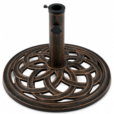 Gardenised Round Heavy-Duty Cast Iron Patio Umbrella Base with Pole Holder, 20 Lbs