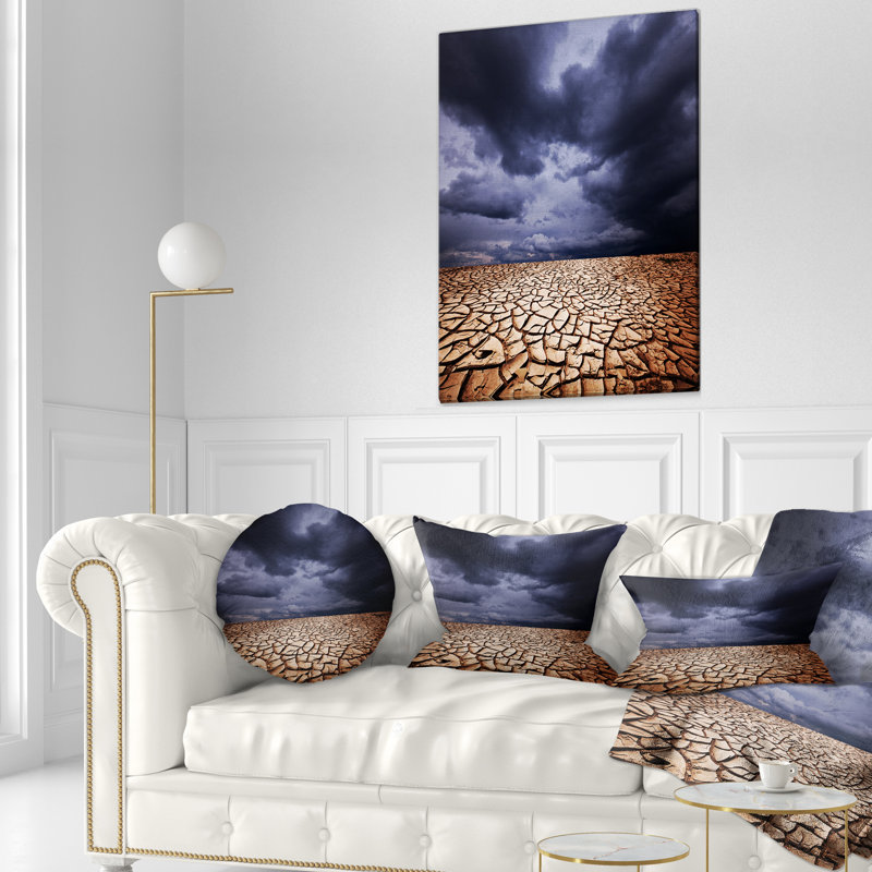Dramatic Pillows Design Art Dramatic Cloudy Sky over Drought Land Lumbar Pillow | Wayfair
