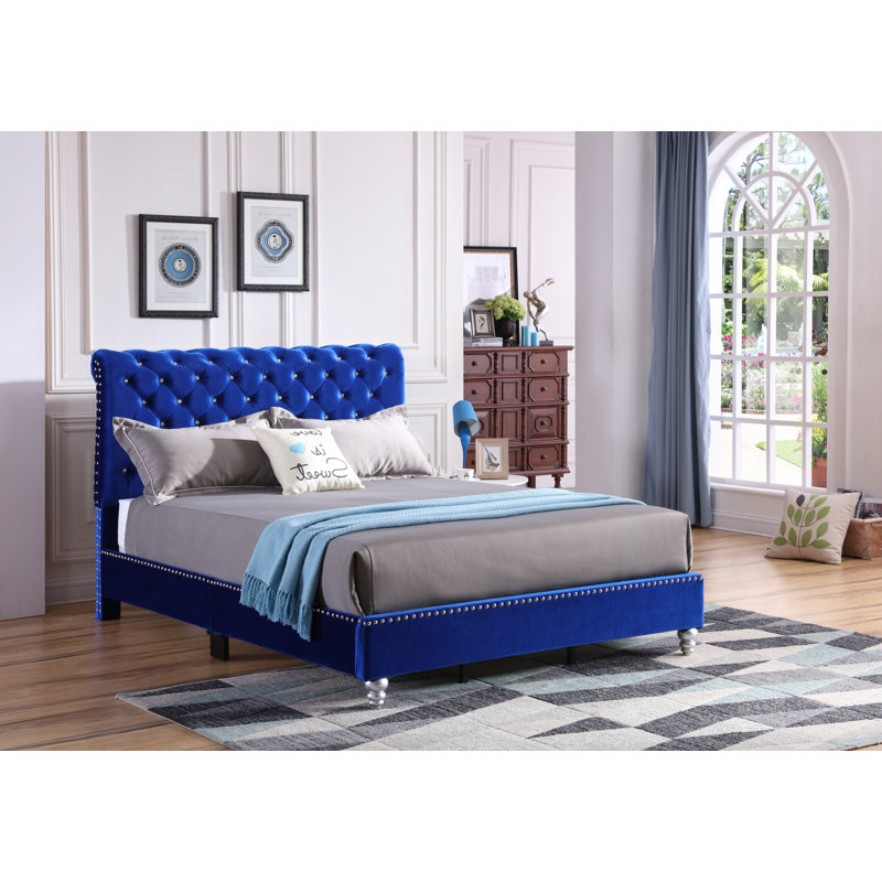 Kailyn Upholstered Sleigh Bed, Full, Cobalt Blue