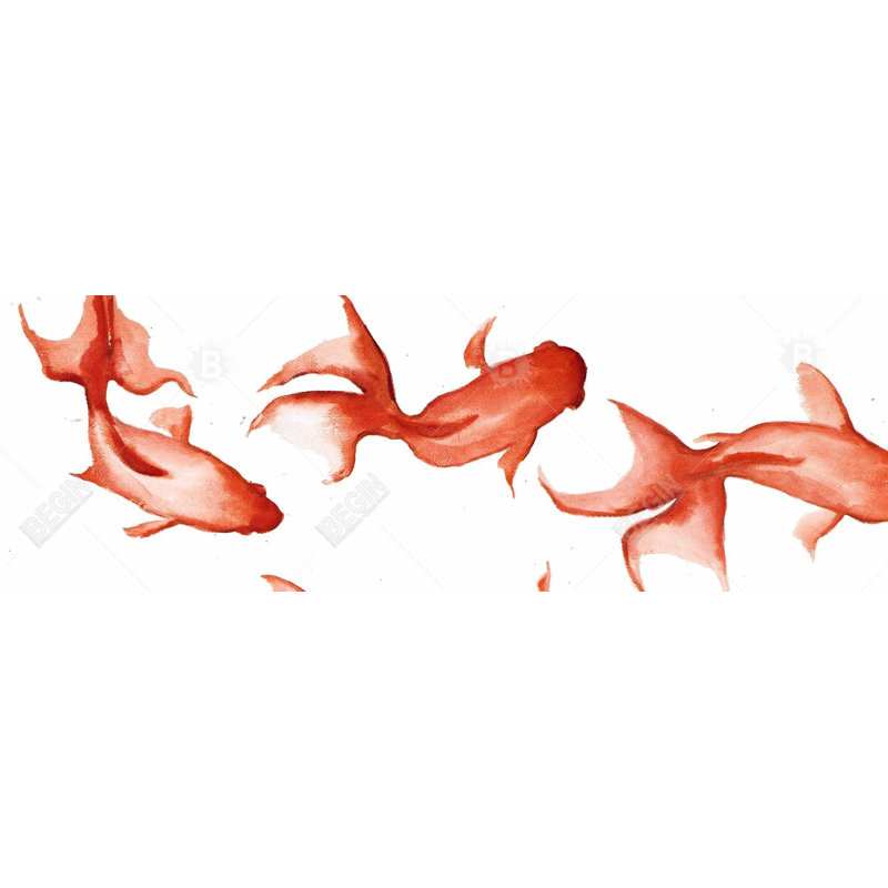 Petits poissons rouges - Toile avec cadre