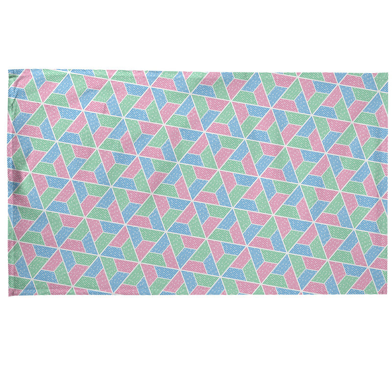 Serviette à thé trapézoïdals Mcguigan, Polyester sergé, Bleu / Mauve