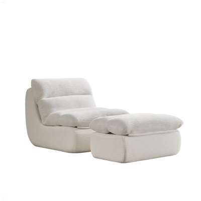 Modern Compressed Lounge Chair With Ottoman, Cozy Corduroy Recliner For Small Spaces, Living Room, Or Bedroom by Winston Porter