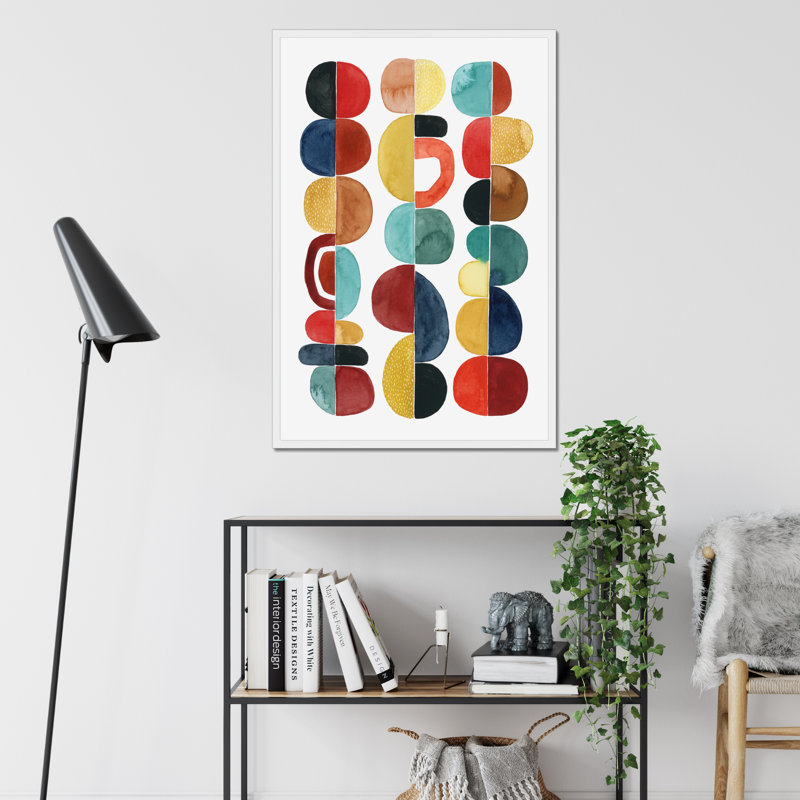 Midcentury Sunrise II by Grace Popp - Painting, 50cm H x 34cm W, White Framed Paper Print
