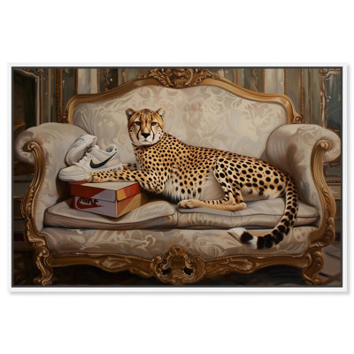 Lounging Sneaker Cheetah Canvas Fashion Art Felines by