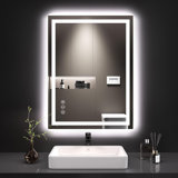 24X32 LED bathroom mirror with light, anti-fog, dimmable, backlight + front light