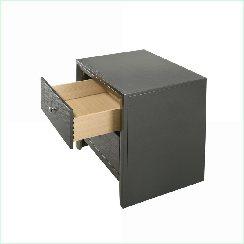 Table de chevet moderne à 2 tiroirs gris bronze