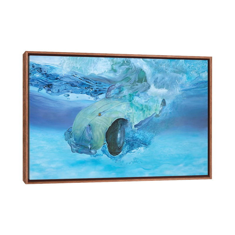 Imprimé « Yellow Cox » par Marcello Petisci, H 18 po x l 26 po x P 1,5 po, Toile classique avec cadre brun, Pas de tapis