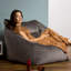 Natalia Velvet Armchair Bean Bag and Round Footstool-63657283
