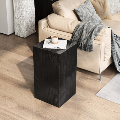 Table de bout noire avec finition semblable au bois, hauteur 28,41 po, fabrication idéale pour une table d'appoint en bois, taille, fonction intérieure / extérieure, ajout de style moderne