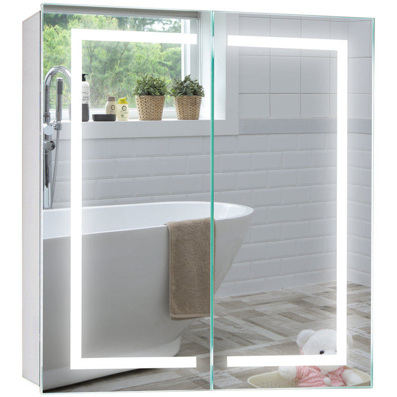 Seidel 650mm W 700mm H Surface Frameless Medicine Cabinet Mirror 2 Adjustable