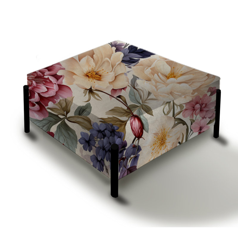 Renaissance Opulence Magnolias Floral Pattern - Floral Large Square Ottoman