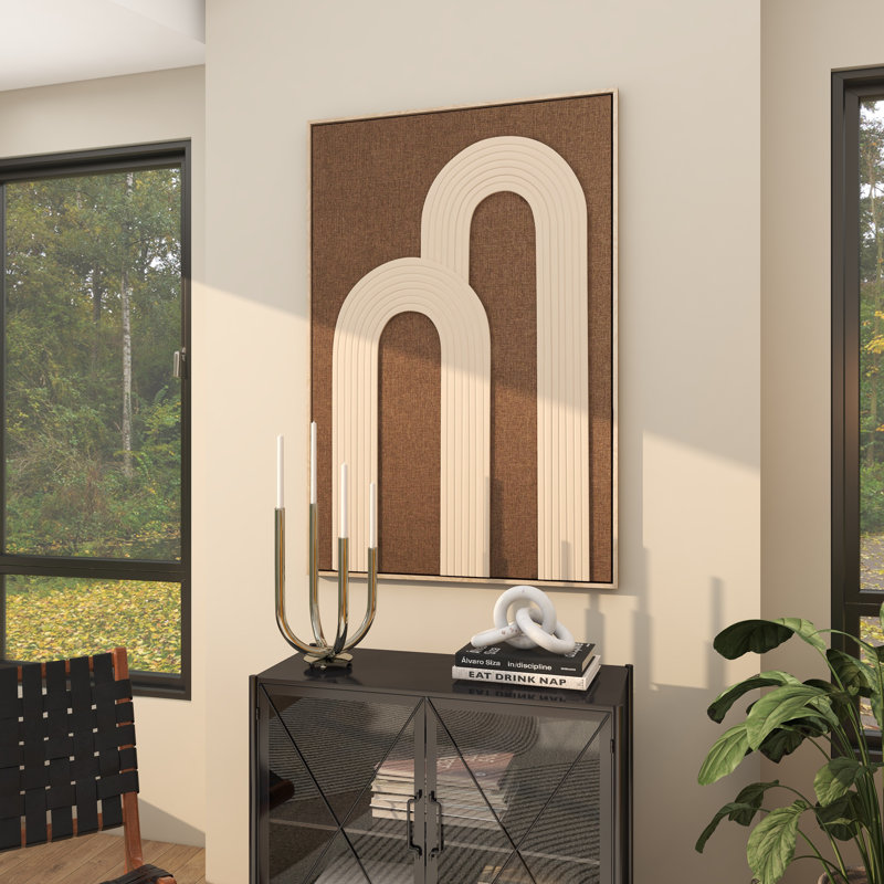 The Novogratz Polyester Geometric Living Room Framed Wall Art with Tan Layered Arches
