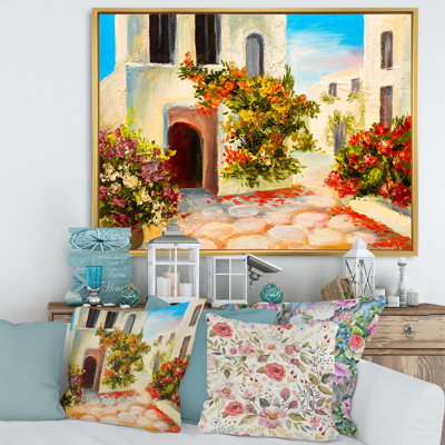«Little House on the Mountain with Flowers I», peinture sur toile