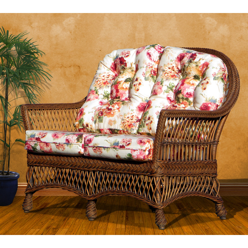 Calderon Upholstered 46'' Loveseat, Glamour Indigo, Brownwash