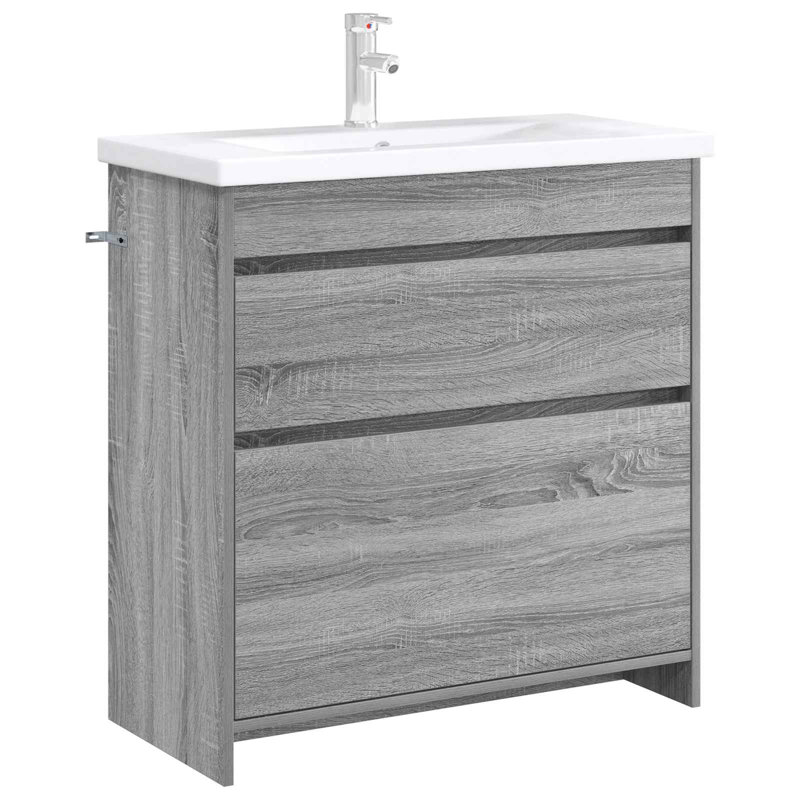 78.5cm Bathroom Vanity Base Only, Grey Sonoma