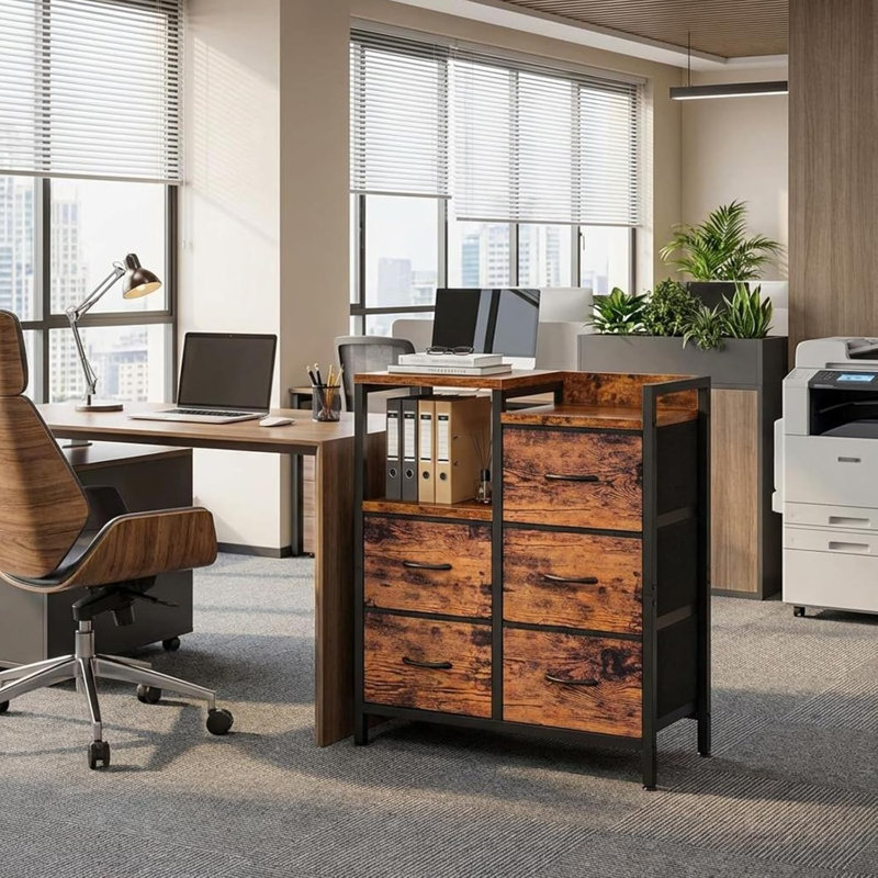 24.8cm Wide 5 -Drawer File Cabinet, Brown