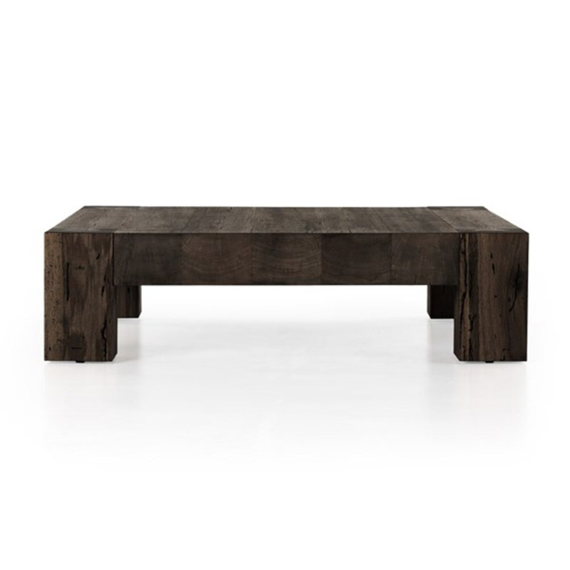 Ebony Rustic Wormwood Oak Rectangular Coffee Table with Storage