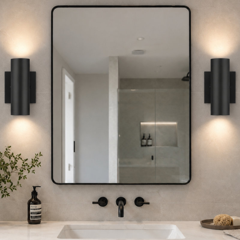 7''H Black Aluminum Dimmable LED Wall Sconces, 7" H x 4" W x 4.33" D, Black 