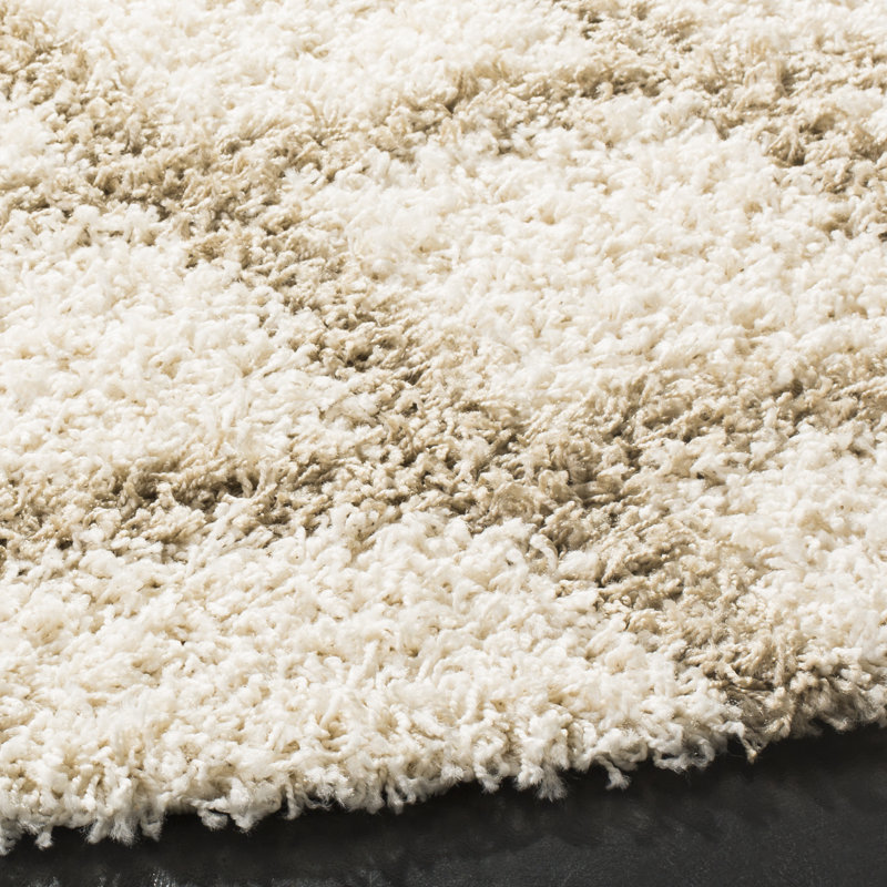 Lapidge Geometric Ivory Area Rug, Round 6'