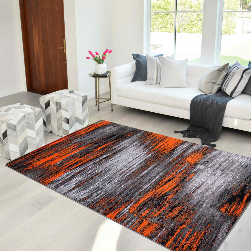 Tapis géométrique tissé à la machine, Rectangle 7 pi 8 po x 10 pi