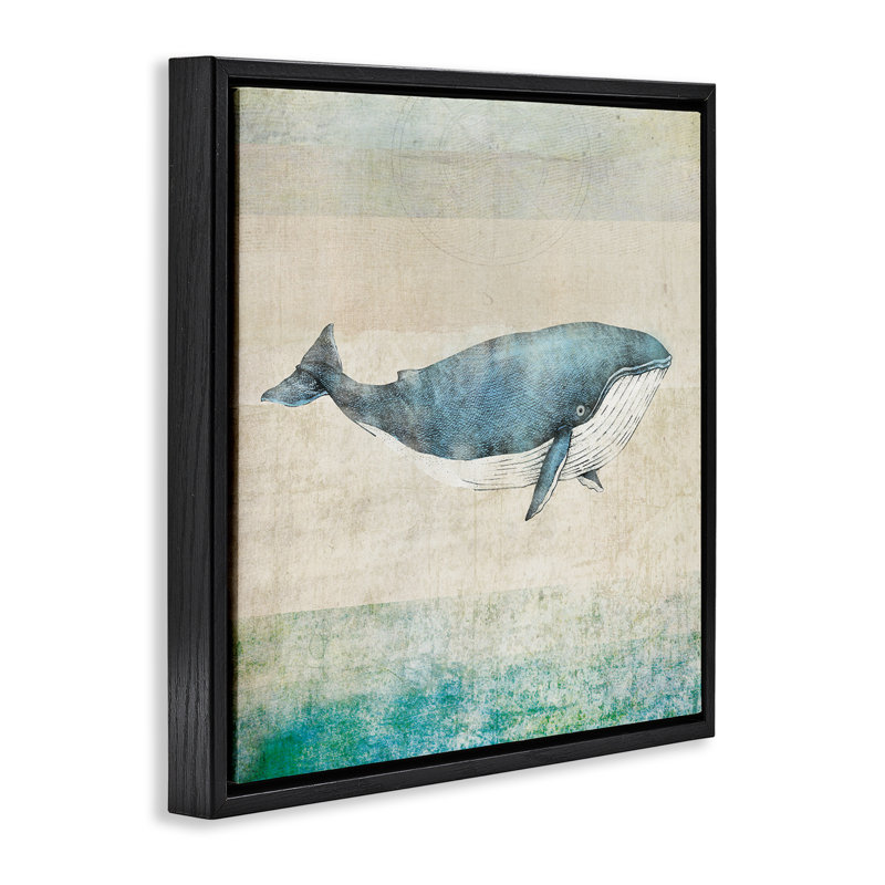 «Rustic Maritime Whale Floater» par JG Studios, Cadre flottant noir de jais, H 25 po x l 25 po